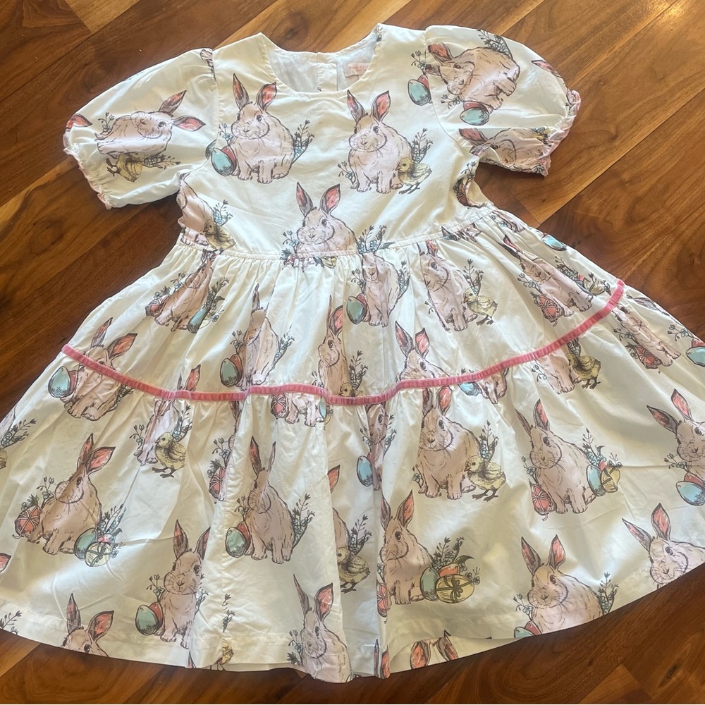 Pink Chicken Maribelle Dress. Bunny Friends.